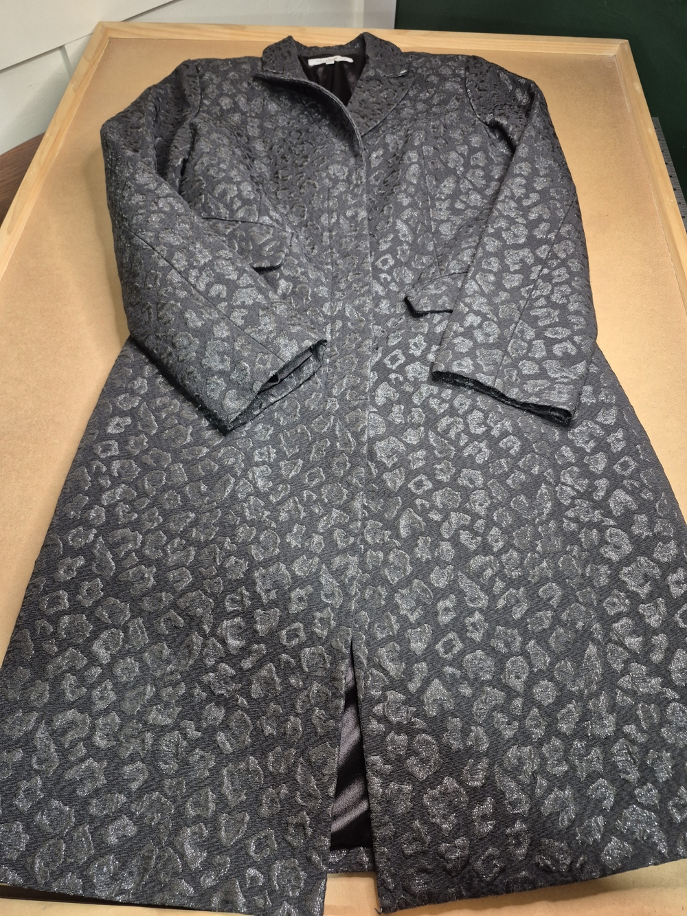 Women's Black Patterned Long Blazer Coat